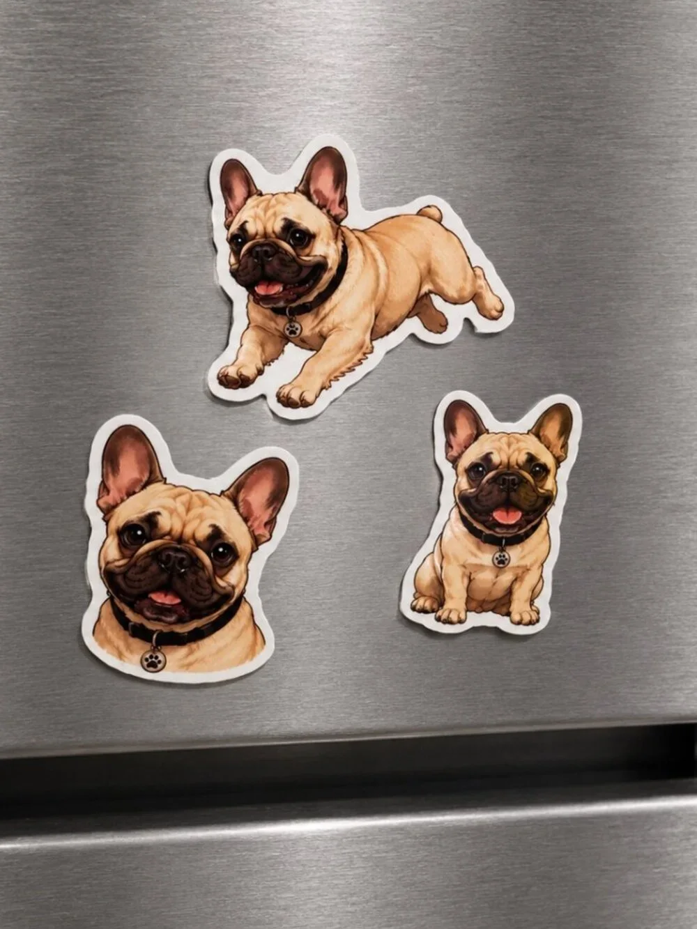 3 Flexible Dog Magnets French Bulldog Puppy Refrigerator Fridge Decor